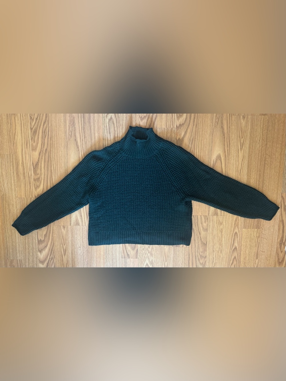 American Eagle Outfitters Dark Green Mock Neck Textured Sweater - Large